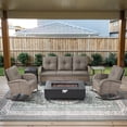thumbnail image 2 of Opohoro 6-Piece Outdoor Patio Fire Pit Set with Sofa and Flat Arm, 43" Fire Pit Table, Propane Tank Cover for Deck Backyard, 2 of 17