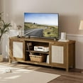 thumbnail image 2 of Rattan TV Stand for TVs up to 65'',Boho Entertainment Center with Adjustable Shelves, Mid Century Modern Media TV Console Cabinet with Rattan Doors for Living Roon Bedroom Caramel Oak LTV91BR, 2 of 15