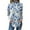 Blue, variant on Cowl Neck Tops for Women Plus Size Floral Printed T Shirts Turtleneck Long Sleeve Loose Fit Curved Hem Graphic Tee Fall Outfits 2024 Multicolor 2XL