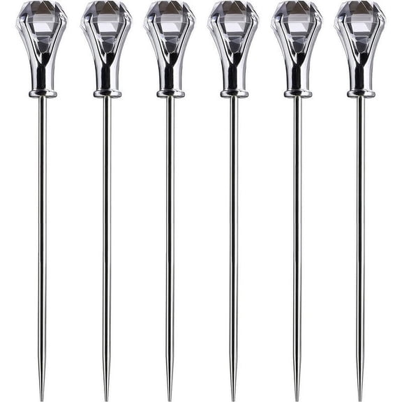 Prodyne Diamond Head Martini Picks, Set of 6, Clear