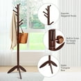 thumbnail image 5 of Giantex Wooden Coat Rack Stand, Coat Tree w/11 Hooks & 2 Adjustable Height, Floor Free Standing for Bedroom, Office, Hallway, Entryway, Easy to Assemble, Brown, 5 of 8