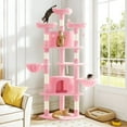 thumbnail image 2 of Amolife 73.6" Extra Large Corner Cat Tree, Fan-Shaped Tower with Scratching Posts & Condo House for Indoor Cats, Pink, 2 of 10