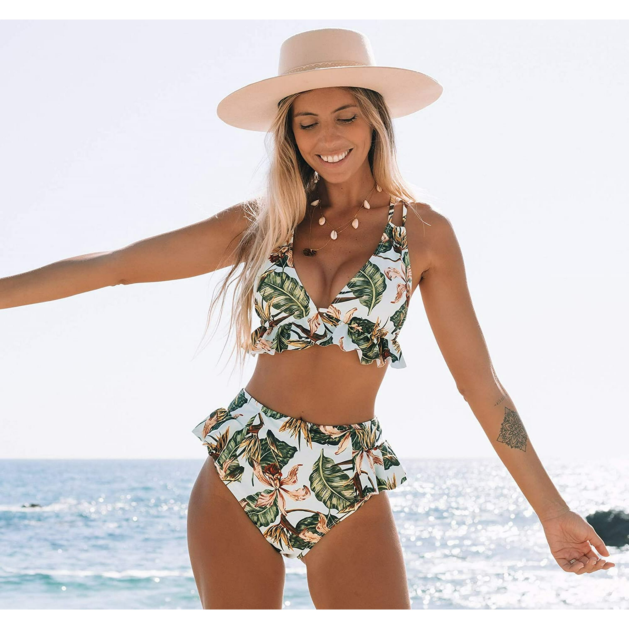 Ruffle v neck bikini hotsell