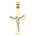 thumbnail image 2 of 14K Two Tone Gold Jesus Crucifix Cross Pendant with 1.2mm Singapore Chain Chain Necklace, 2 of 4