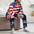 thumbnail image 7 of Fuzoiu Memorial Day Print Men's Long-Sleeved Pajama,Lounge Button Down Nightwear,Mens Notch Collar Pajama Set -Medium, 7 of 7