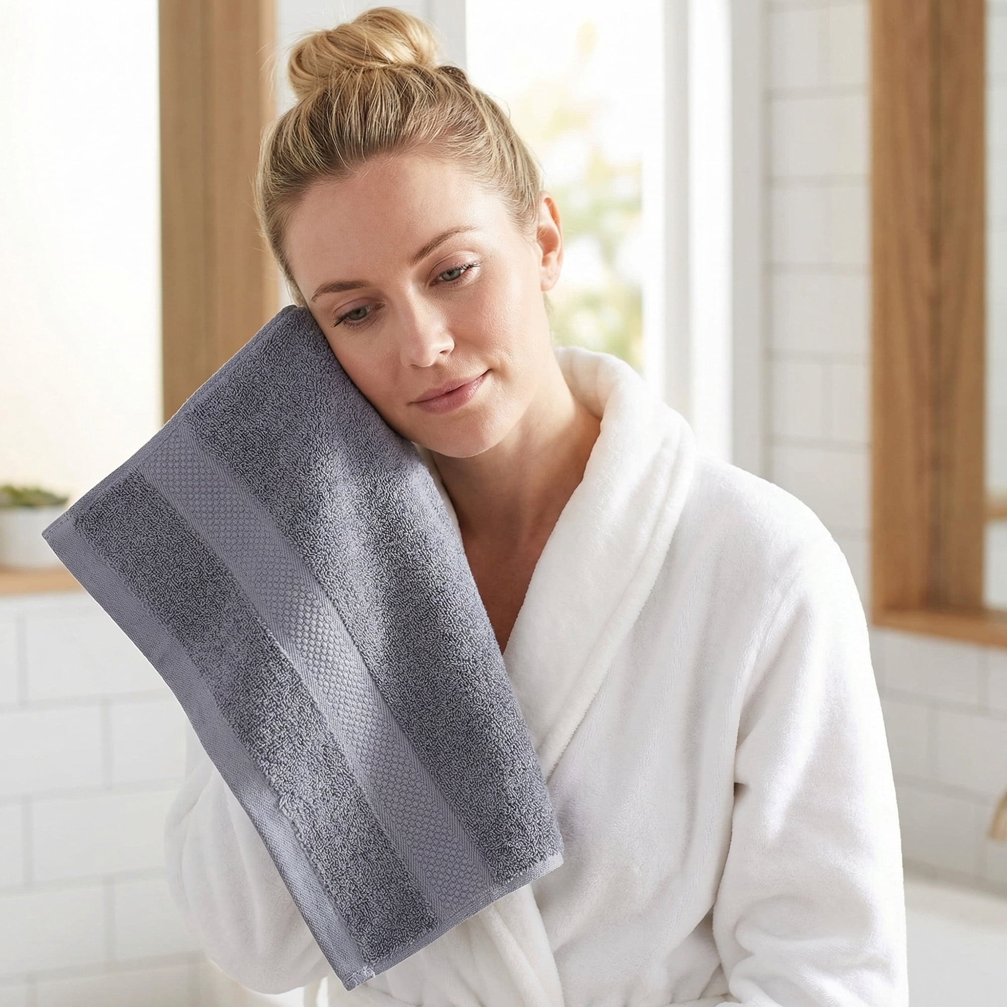 Unique Bargains Solid Cotton 13" x 13" Soft Absorbent Reusable Washcloths Grey 6pk