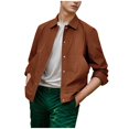 thumbnail image 2 of Hinvhai Men's Work Cargo Jackets Long Sleeve Coat Solid Color Buttons Lapel Casual Overcoat Orange 6(M), 2 of 7