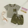 thumbnail image 2 of Infant Baby Boy Clothes 2 Piece Outfit Stripe Tee and Casual Shorts Summer Clothes Set Kaprioy Toddler Boy Clothes, 2 of 4