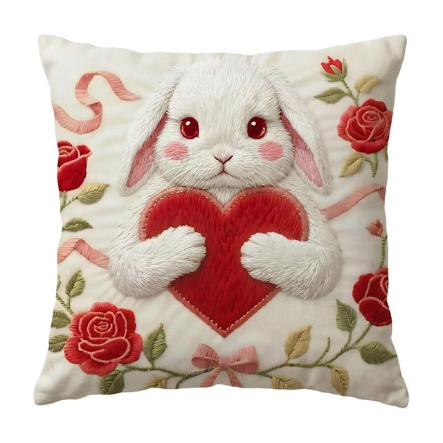 Specollect 1 Pcs Valentines Day Heart Pillowcase Set Sofa Cushion Cover Festive Decor for Living Room Bedroom Washable Linen Fabric Decorative Throw Pillow 17.7*17.7 in