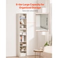 thumbnail image 3 of VEVOR 8 Tiers Narrow Bookshelf, 71 in Wooden Tall Open Bookcase with Height-Adjustable Shelf, Freestanding Display Storage Floor Bookcase Bookshelf for Library, Bedroom, Living Room, Office, White, 3 of 9
