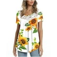 thumbnail image 2 of Pntutb blusa corta de cuello redondo con estampado de retazos de encaje a la moda para mujer Pntutb Pntutb-1850, 2 of 6