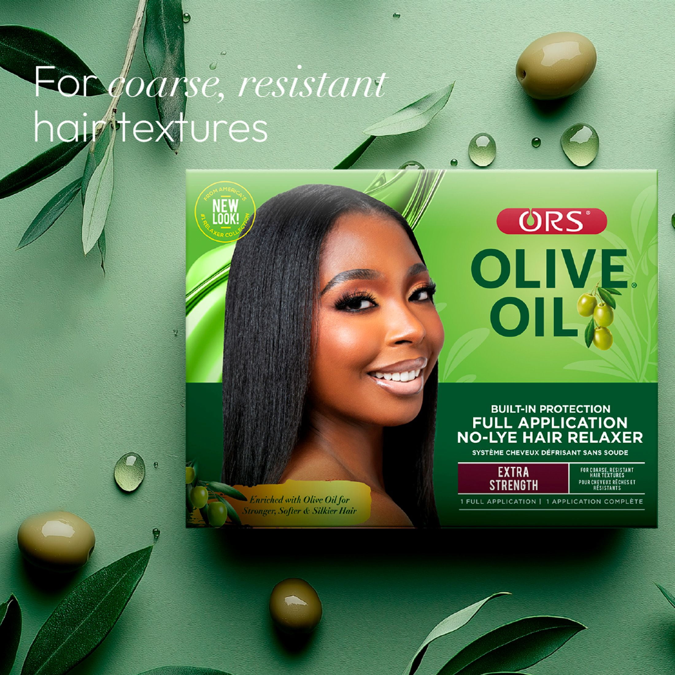 (4 pack) ORS Olive Oil Built-in Protection No-Lye Hair Relaxer, Extra Strength, 1 Application