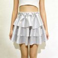 thumbnail image 4 of BFHHYA Metallic Skirt for Girls 3 Layer Ruffle Tiered Mini Skirt Elastic High Waist A Line Flare Skirt Sparkly Party Performance Clothes for Kids, 4 of 7