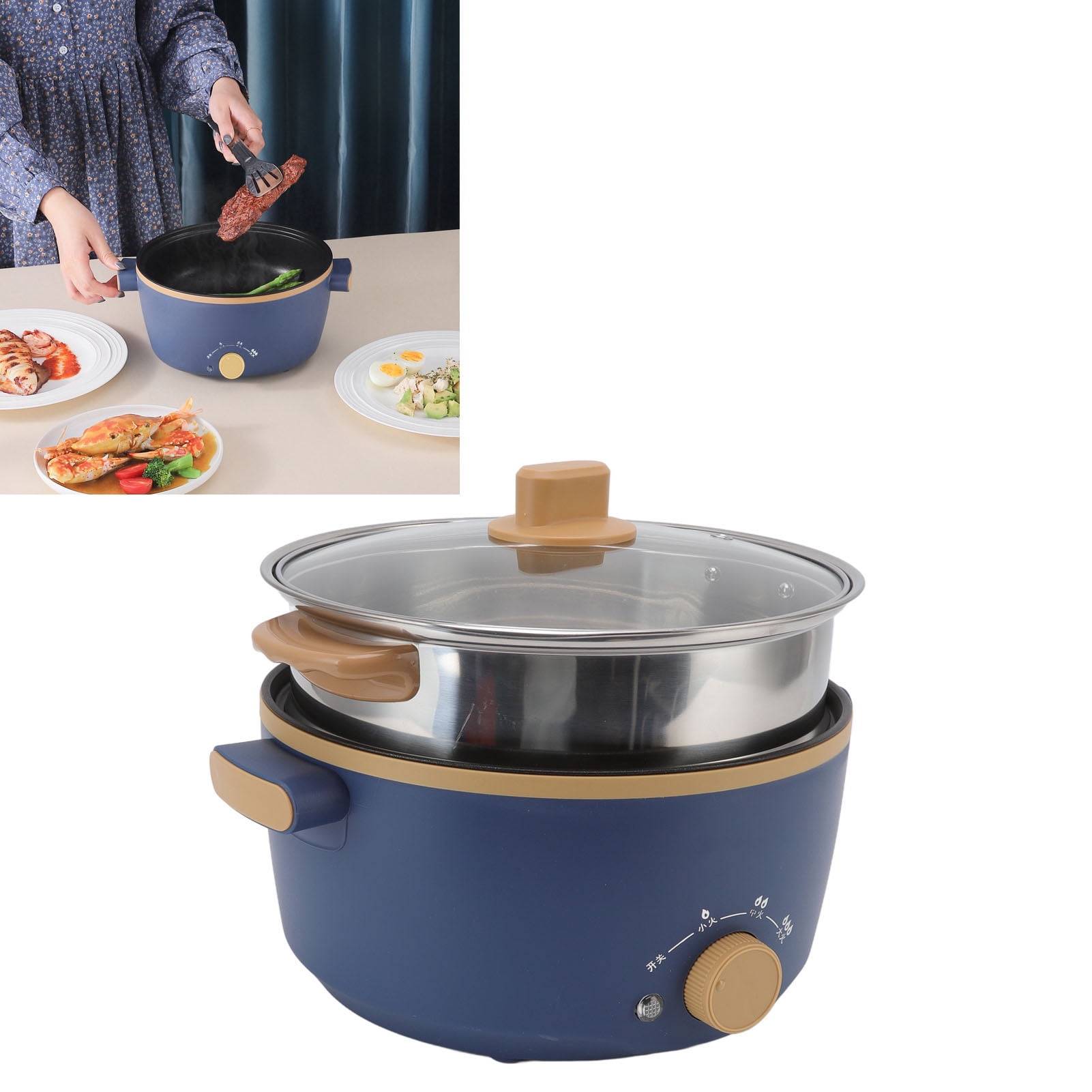 Electric Cooking Pot, Food Grade Electric Hot Pot For Travel EU Plug  220V,US Plug 110V,UK Plug 220V 