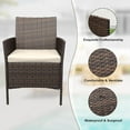 thumbnail image 4 of IdealHouse 3-Piece Patio Furniture Set, Rattan Outdoor Furniture with 2 Chairs & Coffee Table, Modern Outdoor Seating Conversation Bistro Set for Garden Backyard Porch (Brown and Beige), 4 of 9
