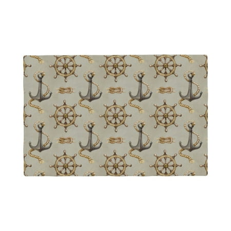 

Placemats Set of 4 vintage anchor rope rudder retro Heat Resistant Non - Slip Place mats Waterproof table mat for Kitchen Dining-6片装