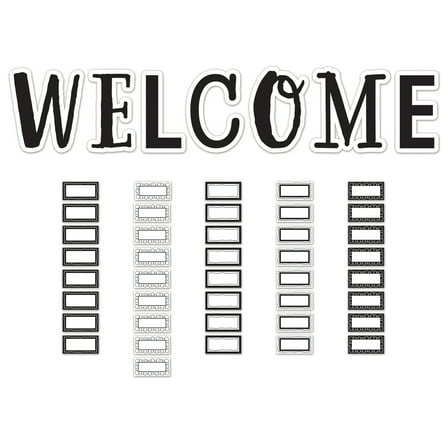 Teacher Created Resources Black and White Welcome Bulletin Board Set, 49 Pieces