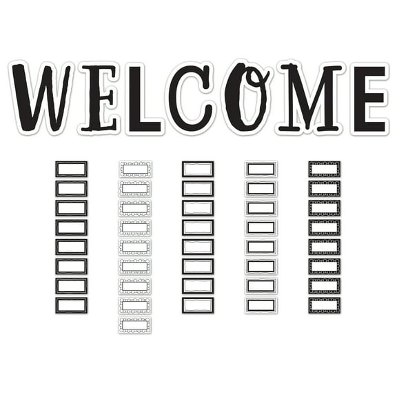 Teacher Created Resources Black and White Welcome Bulletin Board Set, 49 Pieces