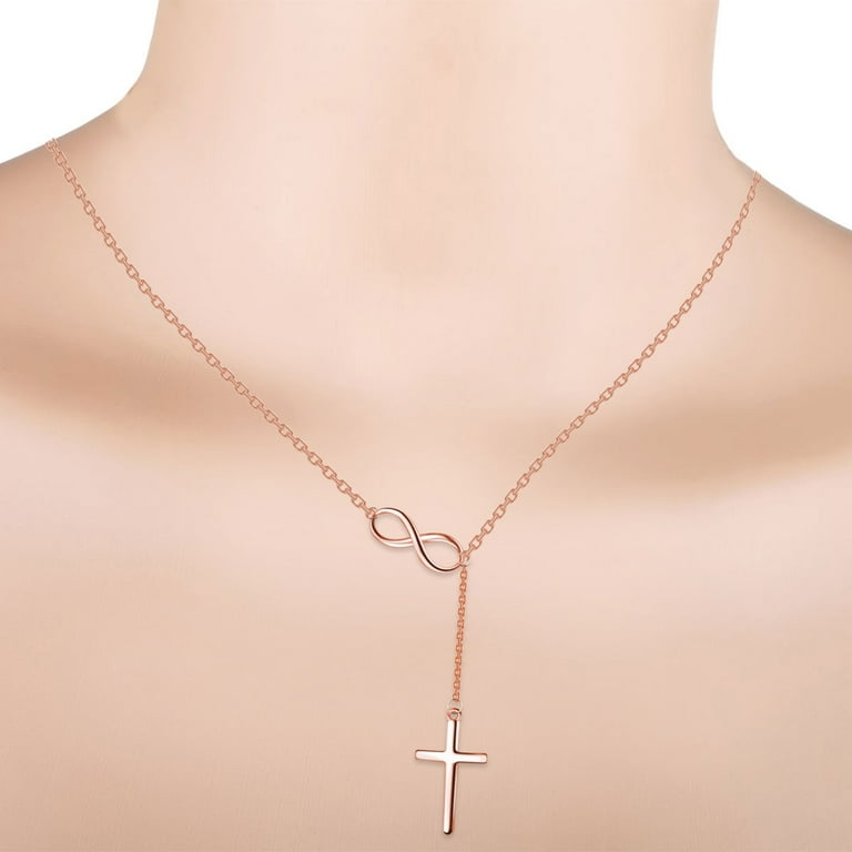 Lieonvis Infinity Cross Necklace Fashion Infinity Love Cross Pendant Adjustable Faith Hope Cross Pendant Necklace Modern Infinity Heart Jewelry for