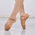 thumbnail image 4 of Ruyang Toddler Girls Canvas Ballet Shoes Split Sole Ballet Slippers with Elastic Straps Cute Soft Dance Shoes for Girls Kids Performance, 4 of 7