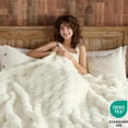 thumbnail image 3 of ROSEKIND Ultra-Soft 680GSM Faux Fur Ribbed Throw Blanket for Sofa & Bed, Cozy Gift for Adults & Friends, 50x60in, Ivory Cream, 3 of 9