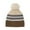 Coffee, variant on ktowifly Striped Knitted Cap for Women Winter Warm Thermal Color Block Trendy Soft Comfy Hats with Pompom