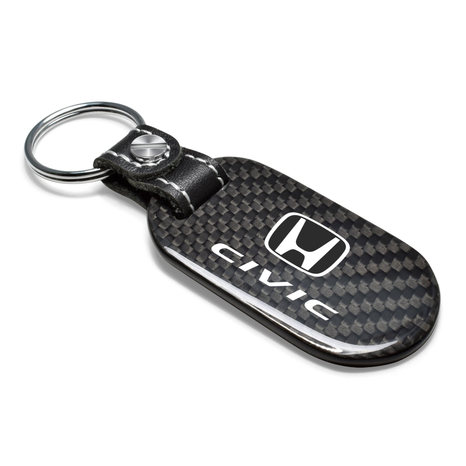 Honda Civic 100% Real Black Carbon Fiber Tag Style Key Chain