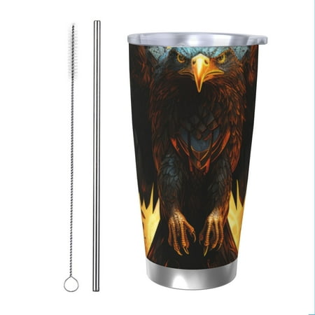 

Vsdgher Cool Black Eagle 20 Oz Stainless Steel Vacuum Insulated Travel Mug Coffee Cup for Home Office Outdoor Works Great for Ice Drinks and Hot Beverage -Straw Two-piece Set