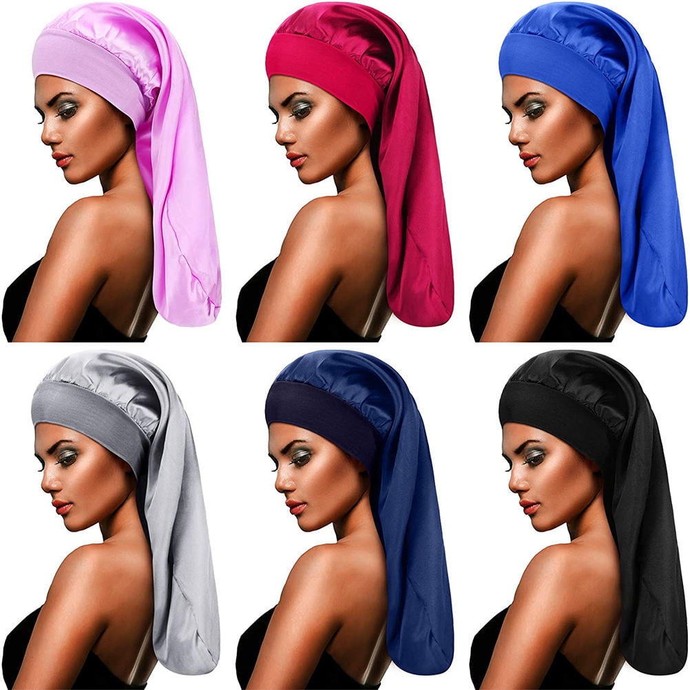 UPKOCH Satin Sleeping Cap with High Elasticity for Women in Assorted Colors Lightweight and Breathable 6 Pieces