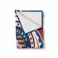 thumbnail image 2 of Rhode Island Soft Flannel Fleece Throw Blanket, United States of America Text with the Flag and Swirled Stars, Cozy Plush for Indoor and Outdoor Use, 70" x 90", Night Blue White, by Ambesonne, 2 of 6