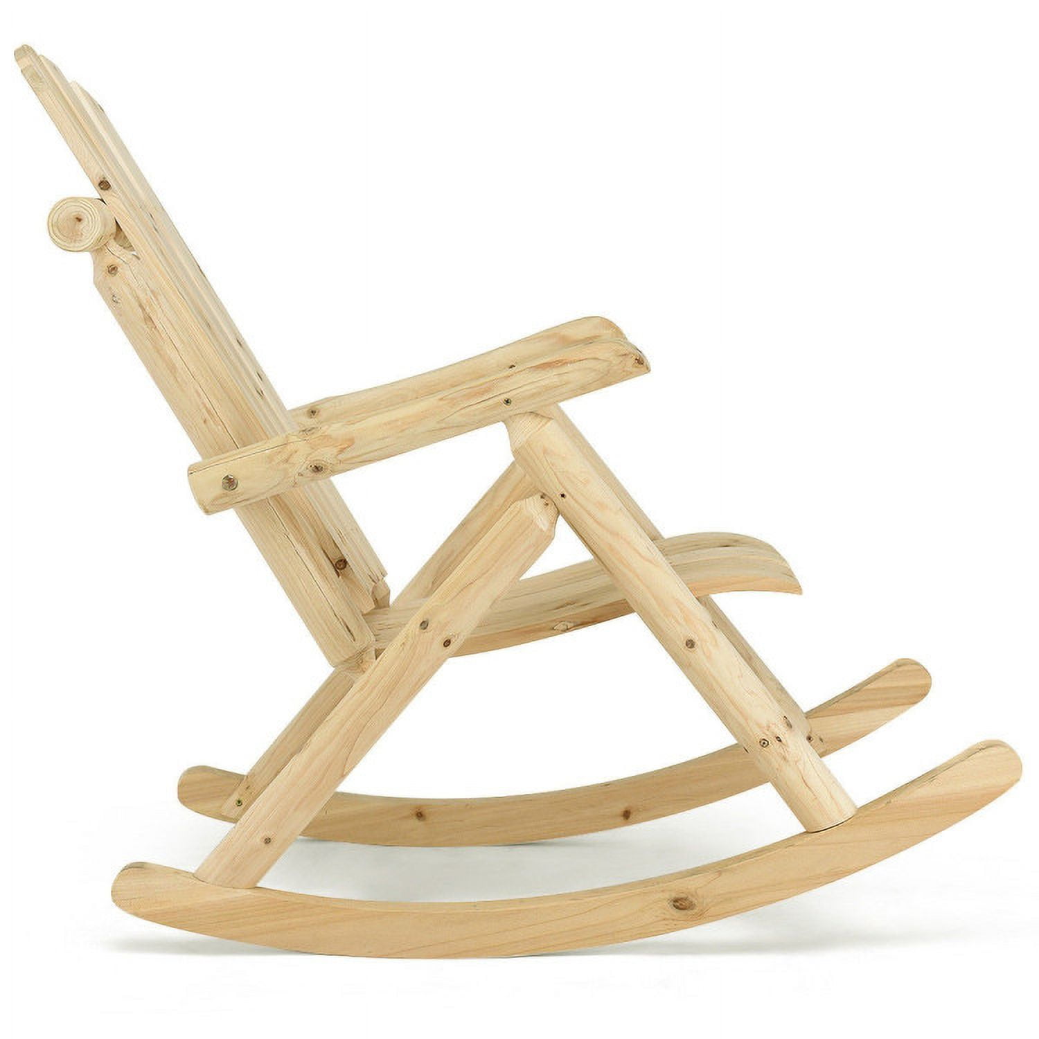 Aimee Lii Outdoor Wooden Folding Lounge Rocker, Rocking Lounge Chair Outdoor, Sturdy, Movable, Natural