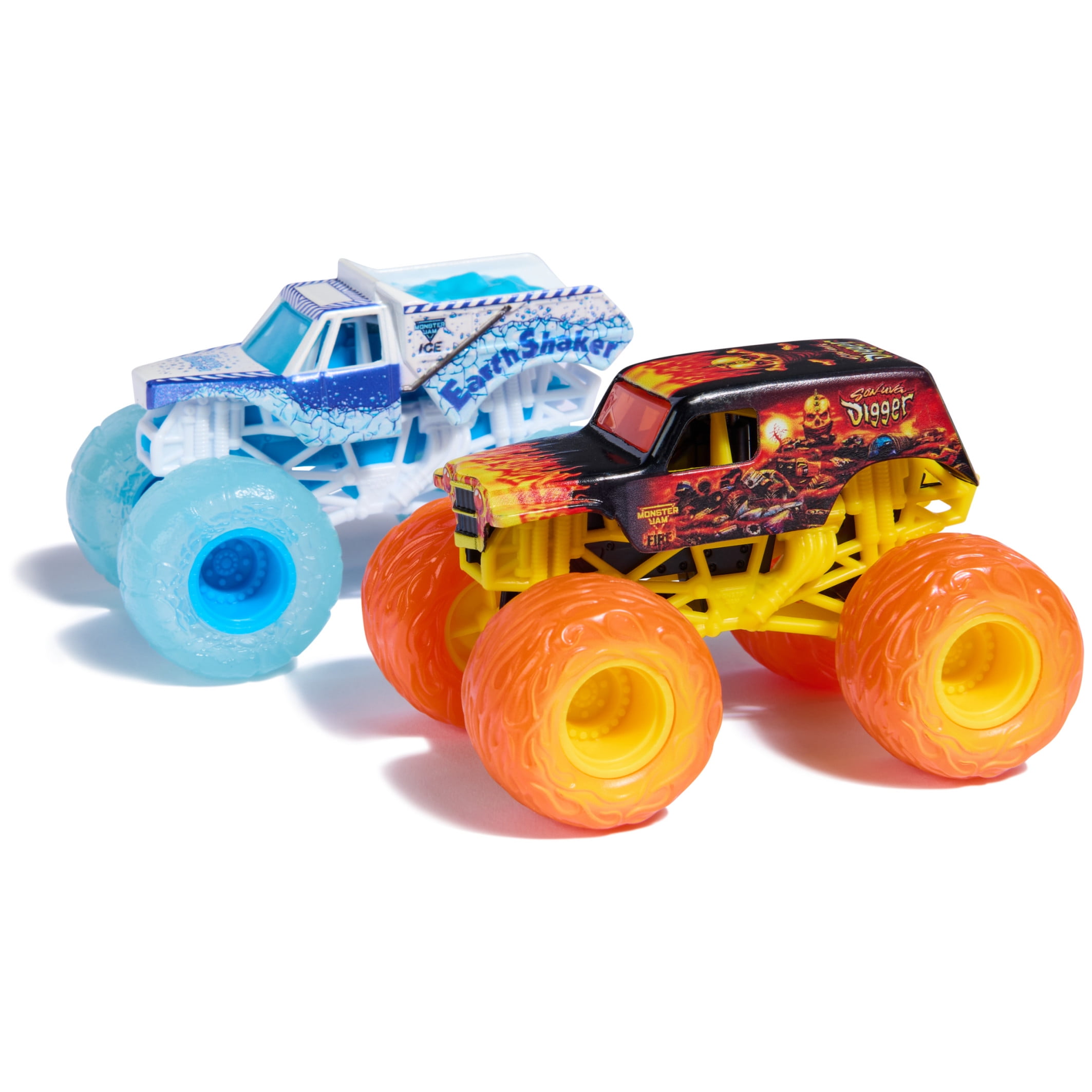 Monster Jam, Official Fire & Ice, SonUva Digger and Earth Shaker DieCast Monster Trucks, 1:64 Scale,(图2)