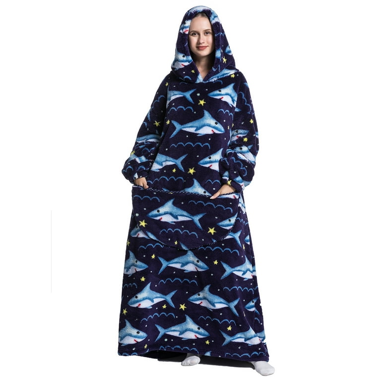 Hoodie Blanket Sweatshirt for Women and Men Warm Wearable Blanket Hoodie Flannel Blanket with Sleeves and Giant Pocket