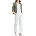 thumbnail image 2 of INSPIRE CHIC Blazer à Rayures pour Femme Manches 3/4 Décontracté Ouvert à l'Avant Revers Cranté Blazer m Vert Armée, 2 of 8