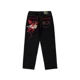 thumbnail image 1 of Pantalones de chándal a rayas con cinta para hombre y mujer, pantalón informal con bordado de mariposa Multicolor de alta calidad, a la moda, con cordón, 1 of 3