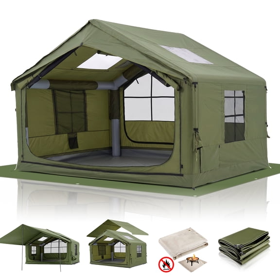 Inflatable Tent for Camping - 6-8 Person Ultra-Quick Setup Blow Up Tent,80.73 Square Feets 4 Season Inflatable Tent with Stove Jack, Inflatable Camping Tent Portable for Outdoor, Waterproof