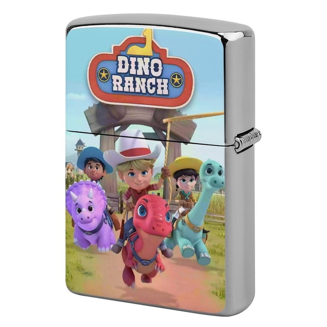 Dino Ranch-theme Copper Metal Lighter Shell, Premium Replacement Refillable Lighter Case with Durable Metal Construction, Compatible with Zippo and Most Standard Lighter Models