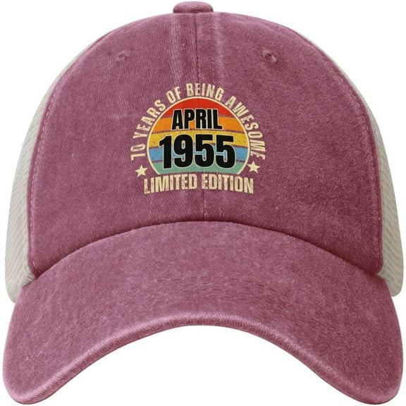 70 Years Old Awesome April 1955 70th Birthday Hat Denim Baseball Cap