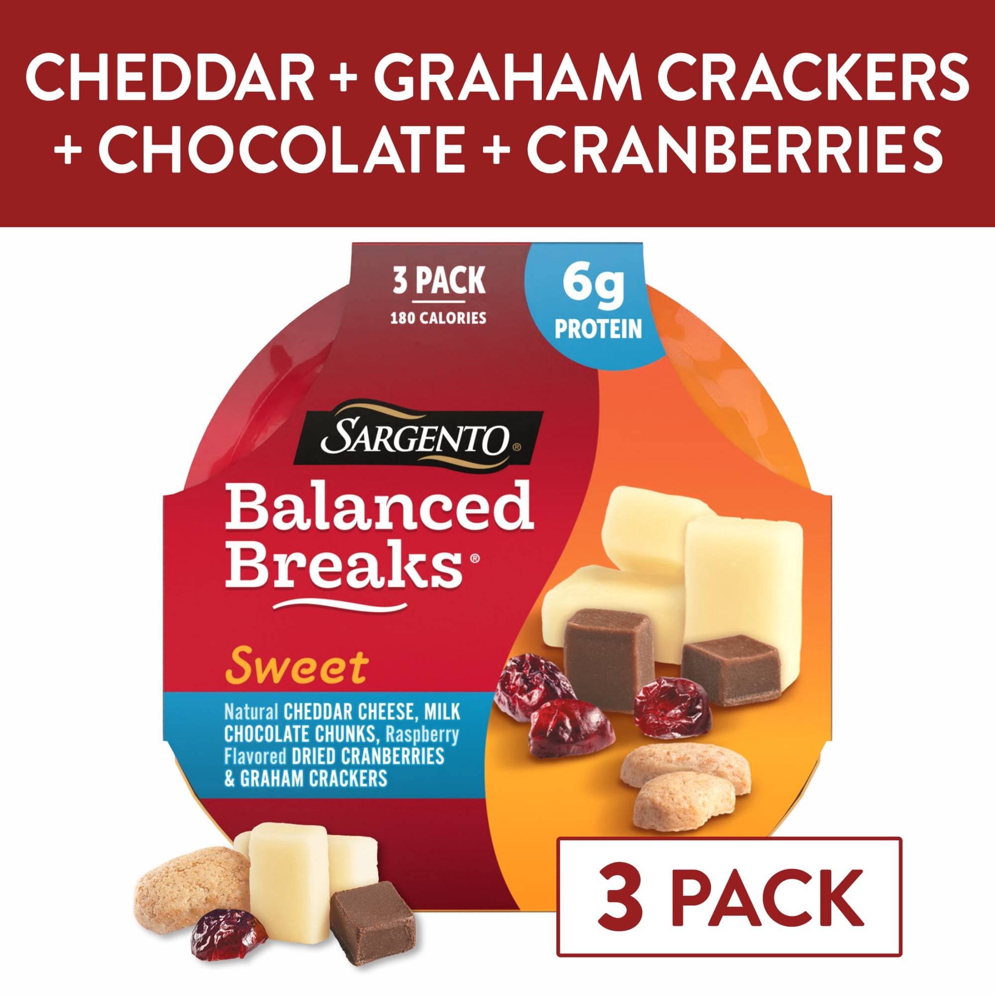 Sargento® Sweet Balanced Breaks® Cheddar, Milk Chocolate, Dried Fruit & Graham Crackers