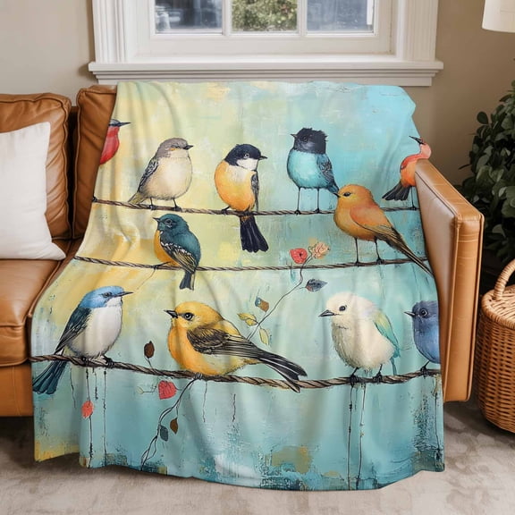 Throw Blanket for Couch Bird Soft Fleece Flannel Blankets Cozy Lightweight Blanket for Home Sofa Living Room Oil Painting Animal Bed Throws 40" x 60"