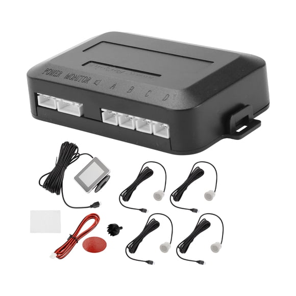 Sistema de radar de reversa para automóvil con pantalla LCD, sensores de estacionamiento de reversa, detección de distancia, 4 sensores de estacionamiento, tono plateado