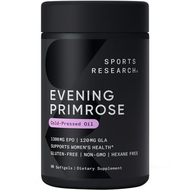 Sports Research Evening Primrose Oil Supplement, 1300mg Primrose Oil, 90 Softgels