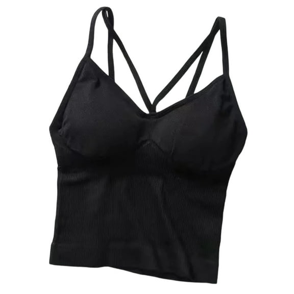 Women's Seamless V Neck Camisole Tank Top Built In Bra Stretchy Ribbed Knit Soft Comfortable Layering Piece Everyday Wear
