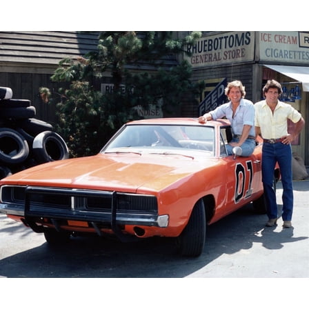 MovieMarket Dukes of Hazzard Dodge Charger General Lee Bo & Luke 24" x 36 Framed Poster
