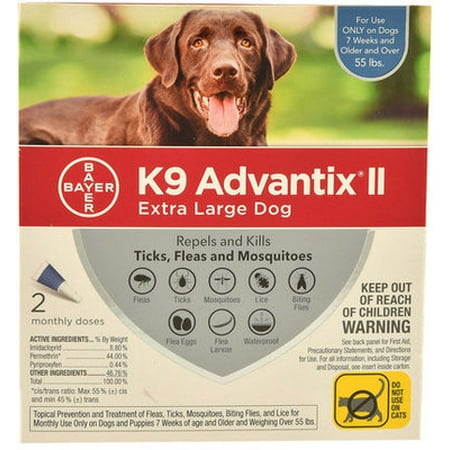 K9 Advantix II Flea Control for Dogs - 2 pack, Advantix II for XLarge Dogs (over 55