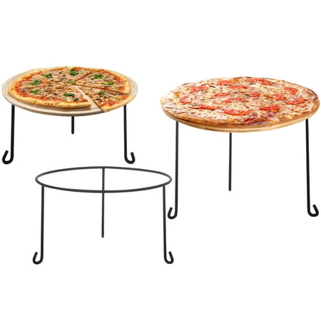 MyGift Metal Wire Round Pizza Pan Risers Racks, Black Metal, 3 Piece