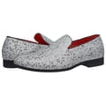 thumbnail image 7 of Santimon Leather Paillette Loafers Business Dress Shoes Glitter Slip-on Casual Shoes Silver 10.5 US, 7 of 7