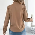 thumbnail image 5 of Ltctricy Women's Button down Shirts Long Sleeve Collared Curved Hem Pleated Business Casual Work Tops Trendy Office Shirts(Khaki,X-Large), 5 of 7