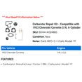 thumbnail image 2 of Carburetor Repair Kit - Compatible with 1953 Chevy Corvette 3.9L 6-Cylinder, 2 of 2