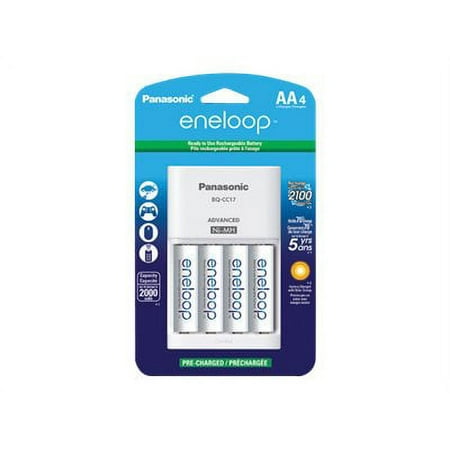 Image of Panasonic Advanced Individual Cell Battery Charger with 4 AA eneloop 2100 Cycle Rechargeable Batteries
